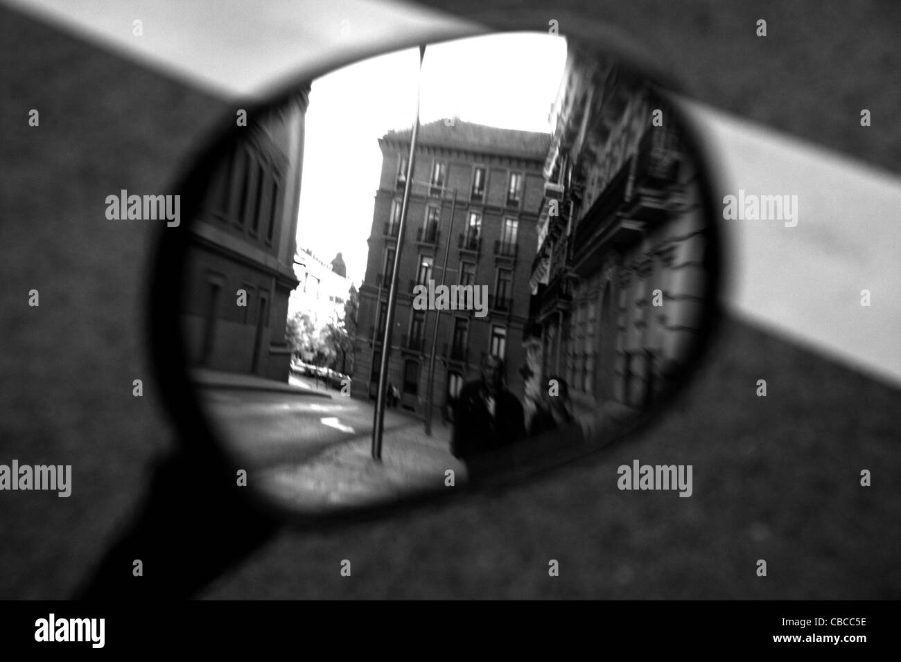 reflection of a street in a vespa mirror Stock Photo - Alamy