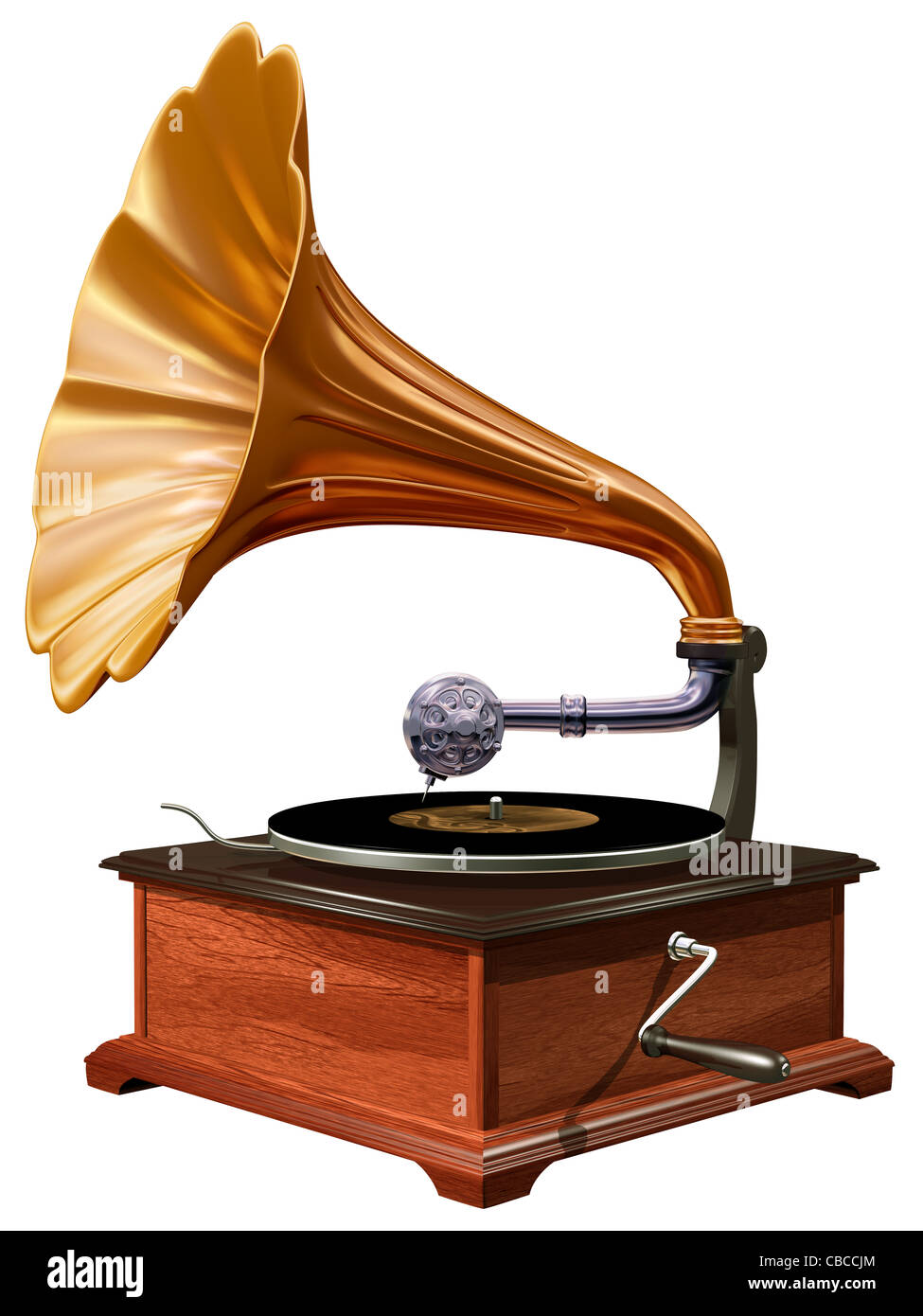 Isolated illustration of antique windup gramophone Stock Photo