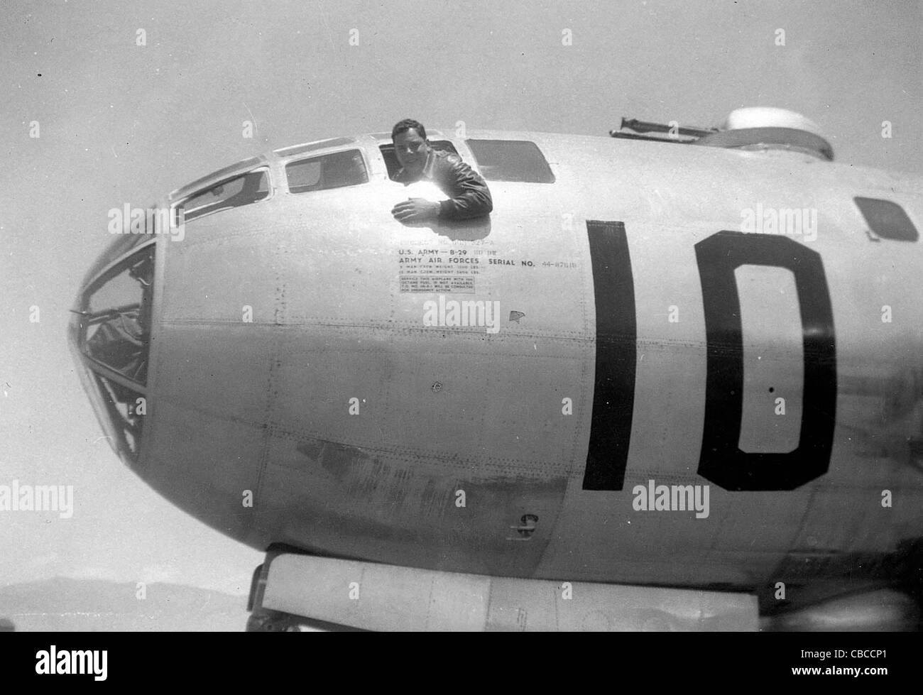 The nose of a WW11 USAAF B29 Superfortress bomber Stock Photo