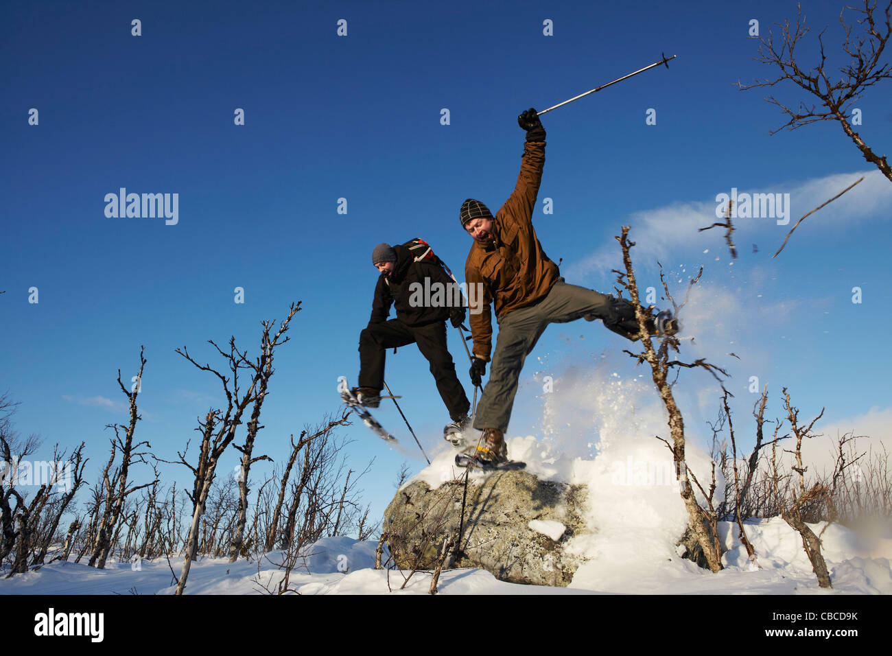 Skiers jumping on ski hi-res stock photography and images - Alamy