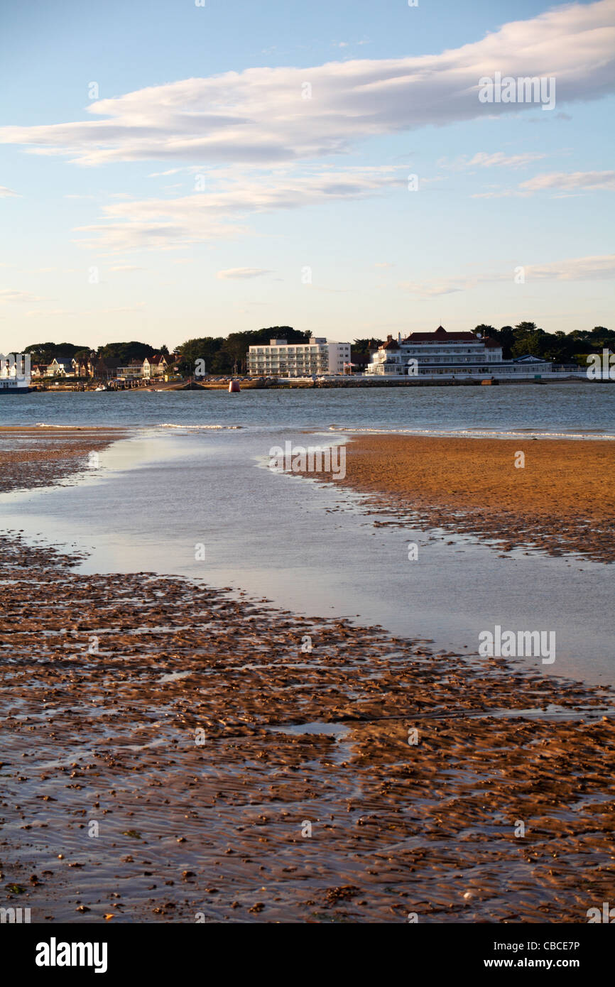 Tide out at Studland beach with views across to houses