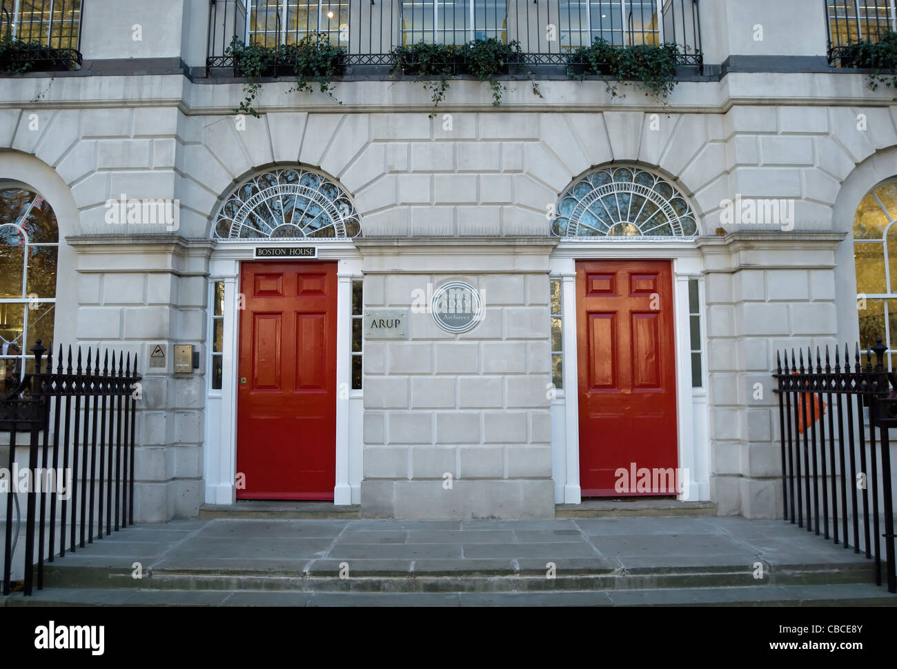 frontage of house on fitzroy square, london, england, designed by