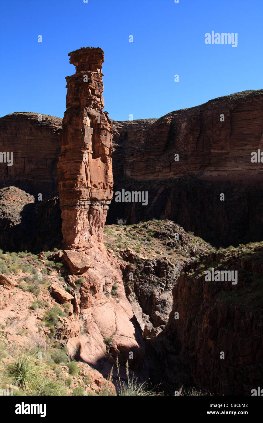 Monument Spire rock tower in the Grand Canyon Stock Photo