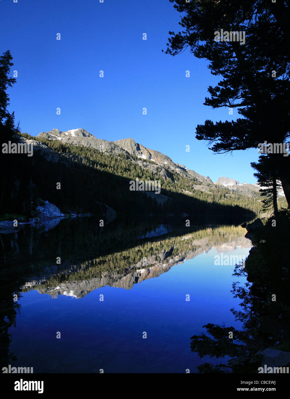 Reflection in Shadow Lake in the Sierra Nevada of California Stock Photo