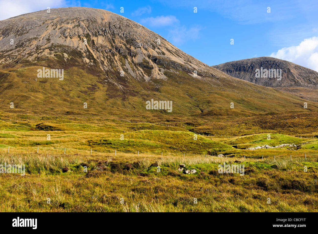 Glas Bhein Mhorn,Beinn Deorg Mhor,Blaven,Torrin Village,The Cuillin Hills,Black Cuillins, Loch Slapin,B8083,Isle of Sky,Scotland Stock Photo