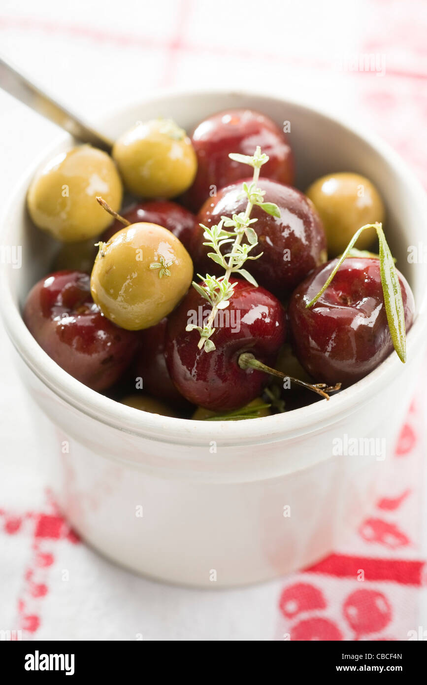 Cherries-Olives Stock Photo