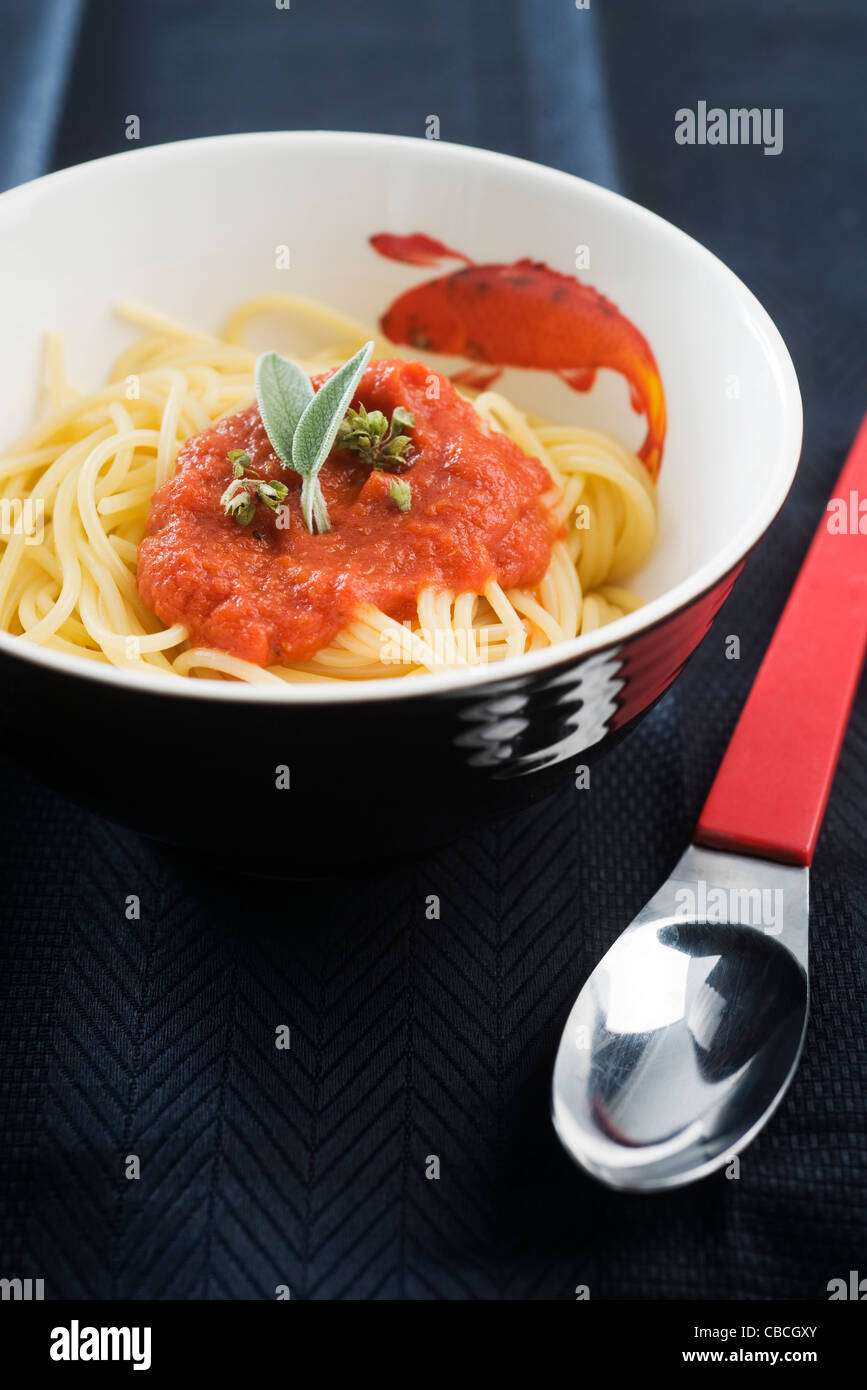 Tomato paste with spaghetti Stock Photo Alamy