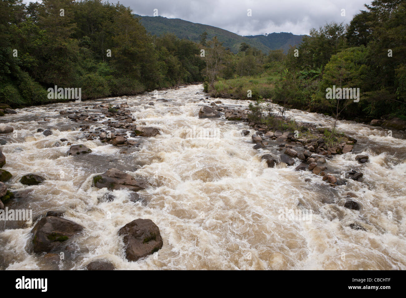 Wamena River in Baliem Valley, West Papua, Indonesia Stock Photo
