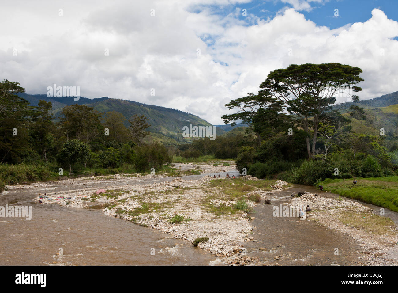 Wamena River in Baliem Valley, West Papua, Indonesia Stock Photo