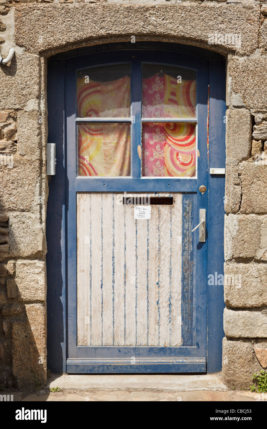 Old wooden door in Brittany, France Stock Photo