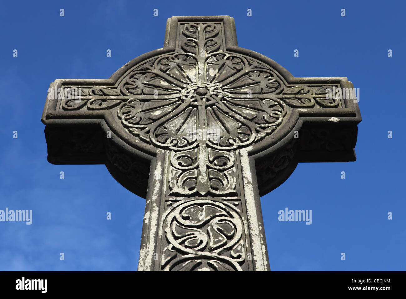 The Celtic style memorial cross, to the Scots who fell during the Indian Mutiny of 1857-58 in Edinburgh, Scotland. Stock Photo