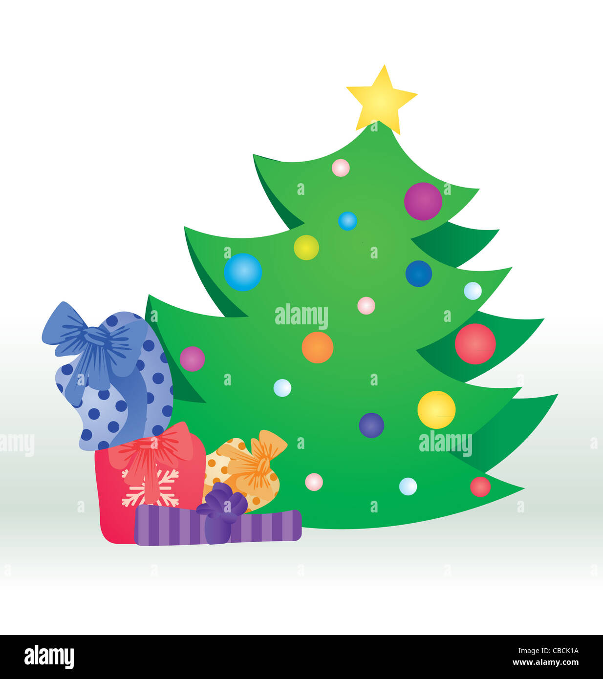 vector Christmas tree with color gifts isolated on white Stock Photo ...