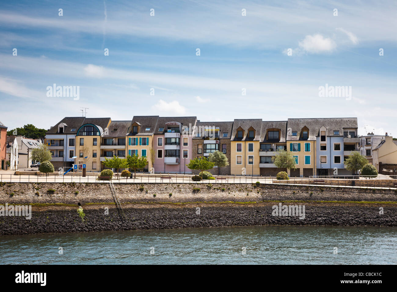 Apartment houses in France at Concarneau, Brittany Stock Photo