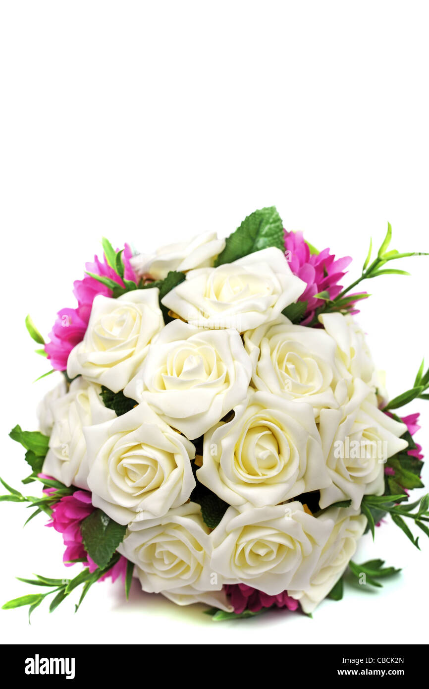 Bridal bouquet of roses isolated on white background. Stock Photo