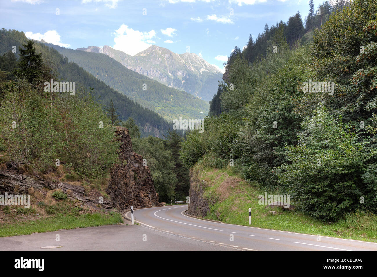 Beautiful road in swiss alps, Europe. Stock Photo