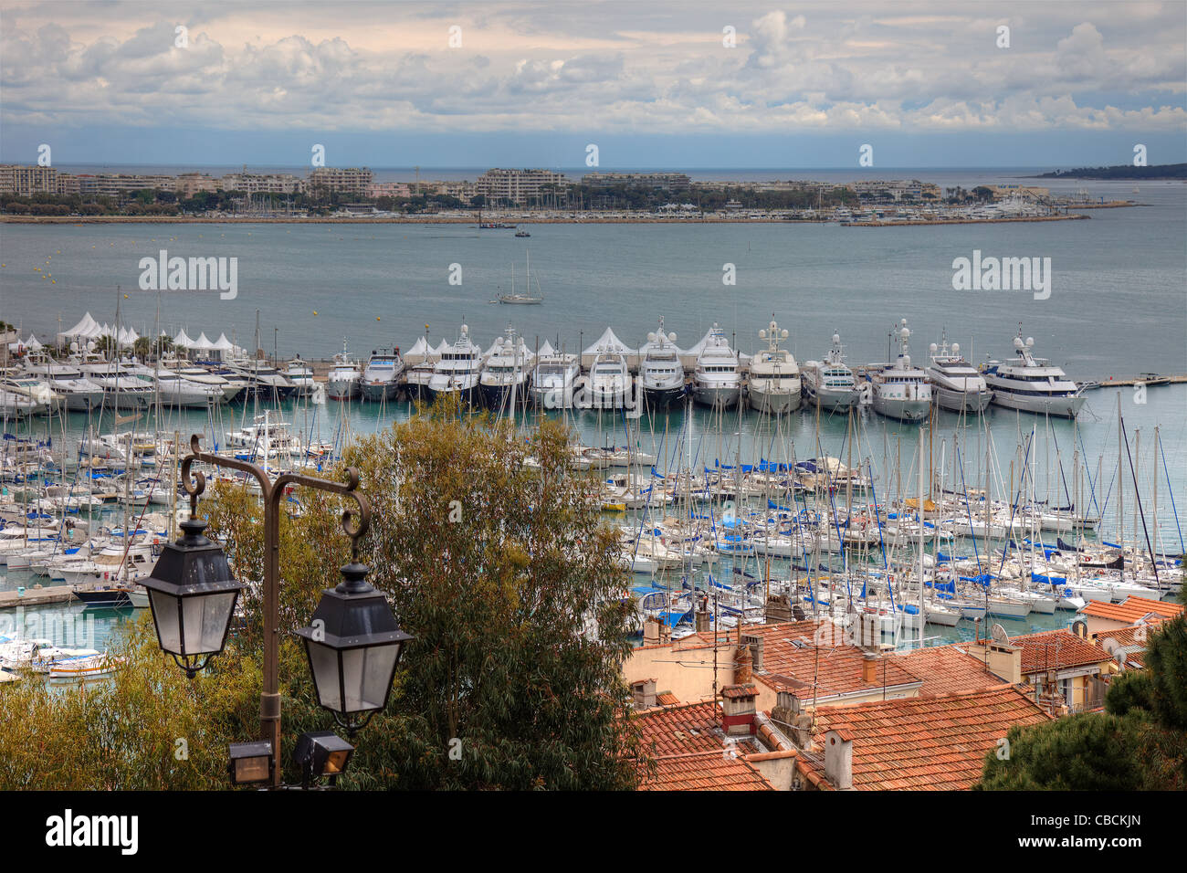 Cannes during springtime before festival, tungsten day. Stock Photo