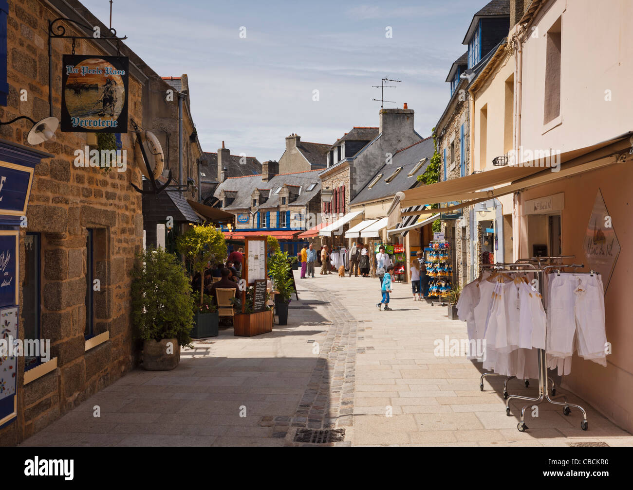 Shops in the old town at Concarneau, Finistere, Brittany, France Stock
