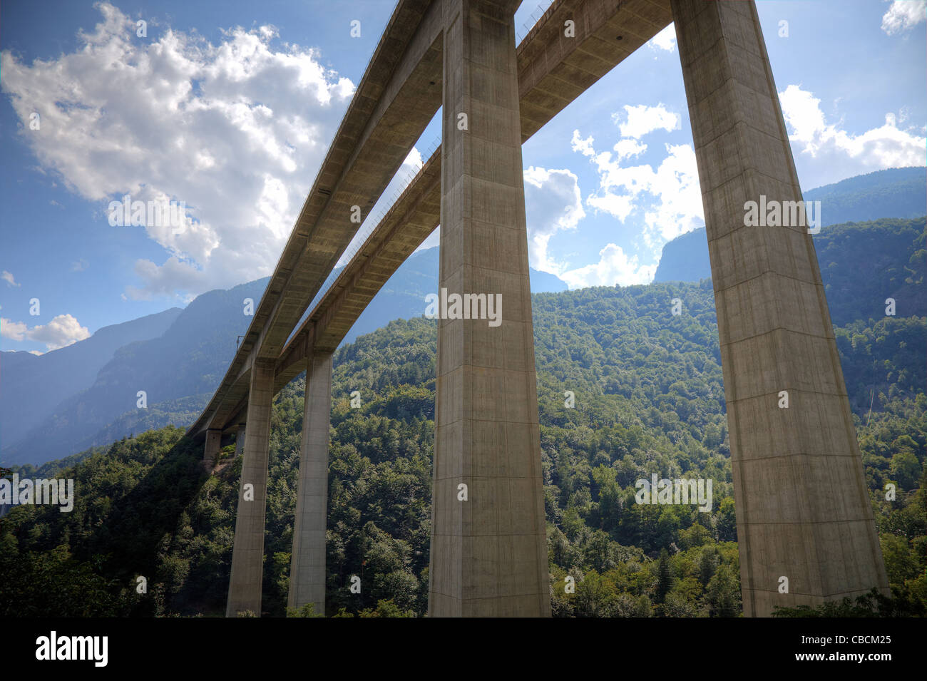 Modern speedway in swiss Alps, Europe. Stock Photo