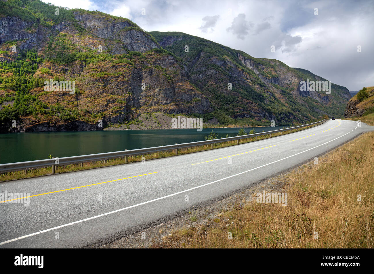 Picturesque landscape and norwegian road, scandinavian Europe. Stock Photo