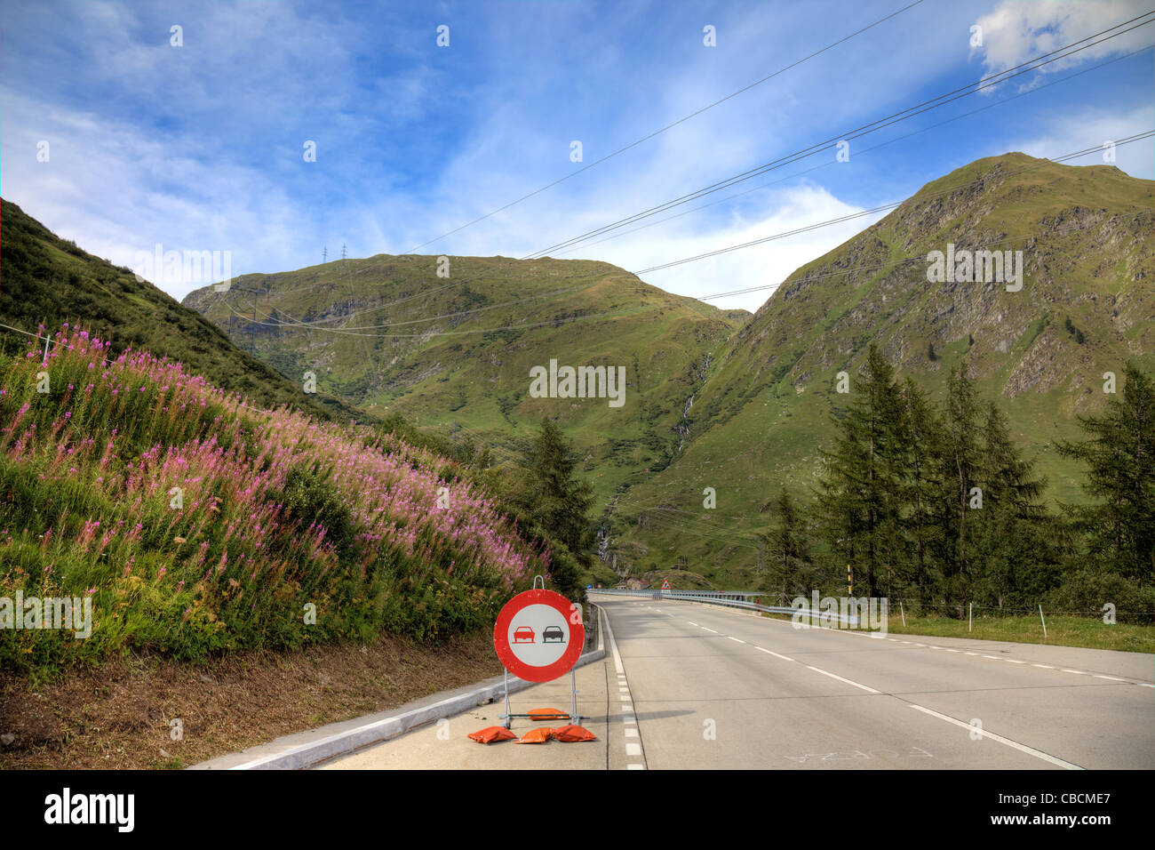 Road in swiss alps, Europe. Stock Photo