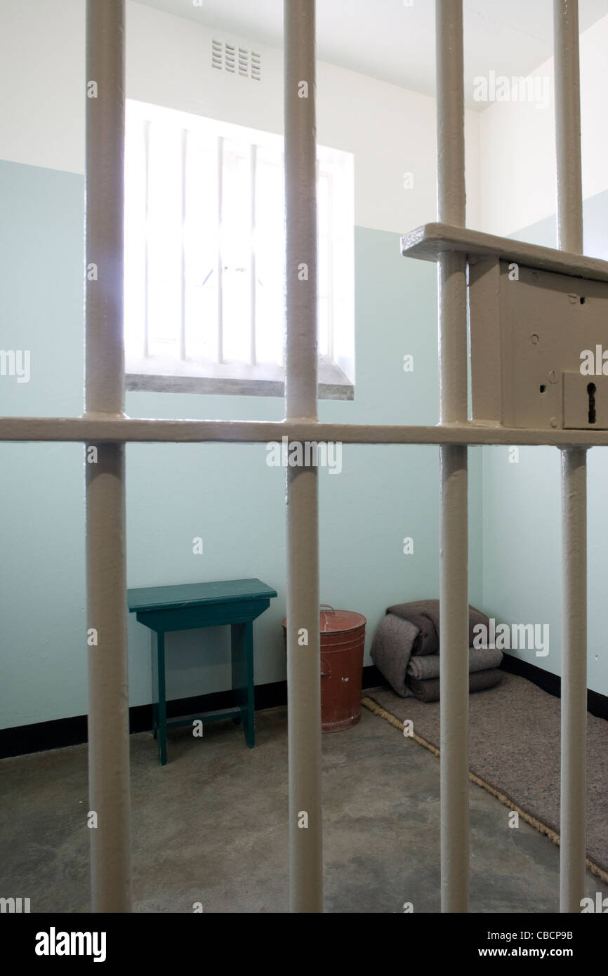 Robben Island: maximum security prison block - Nelson Mandela's cell Stock Photo