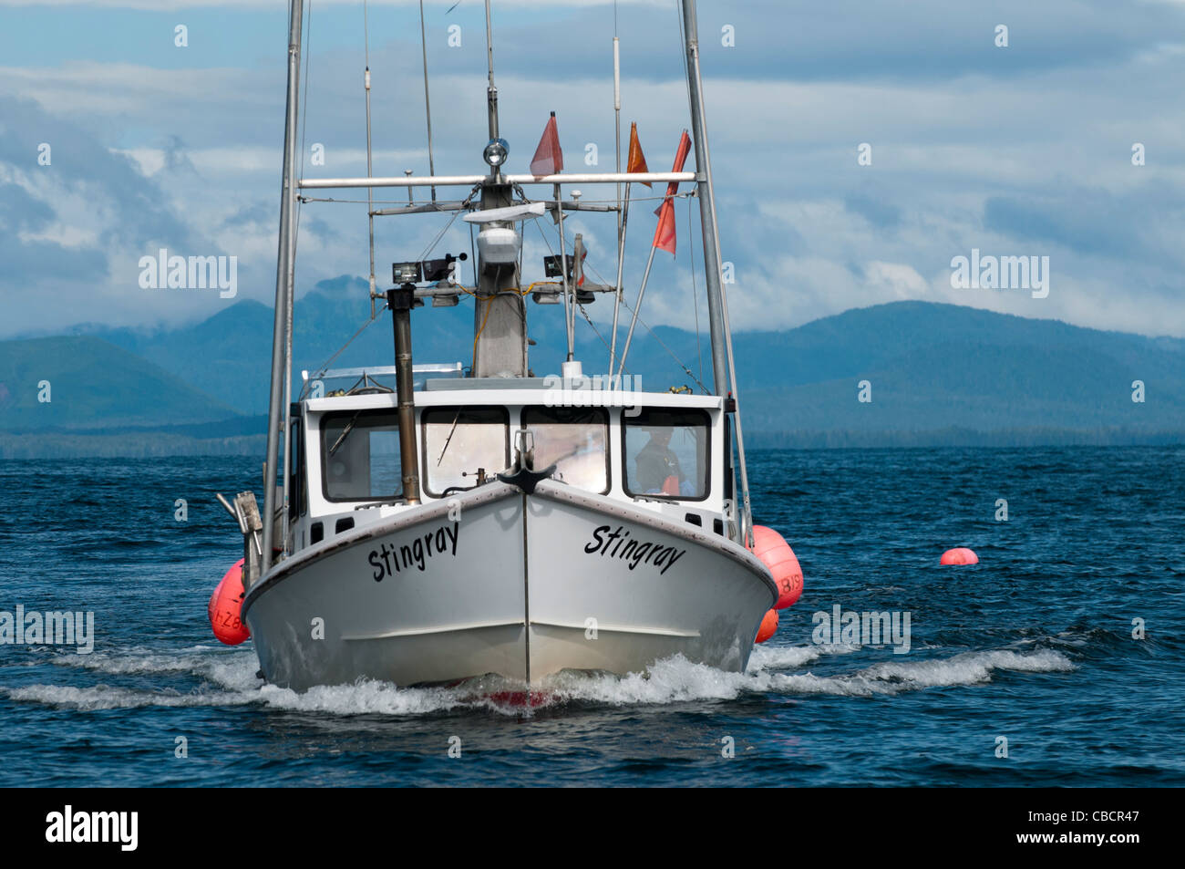 Commercial salmon fishing gillnet boat hi-res stock photography