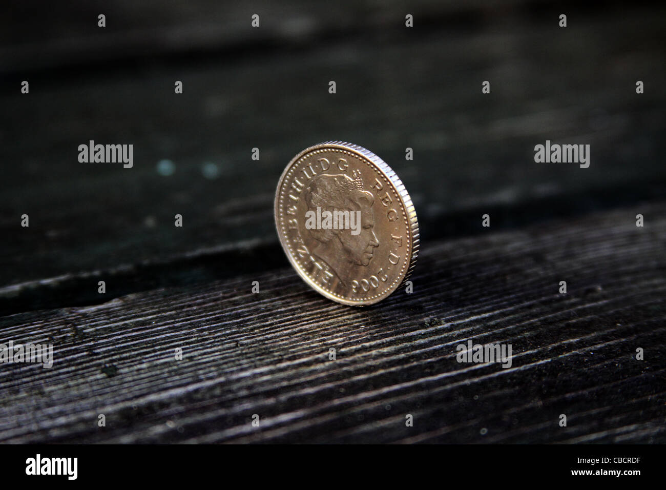 10P UK Coin Upright Stock Photo