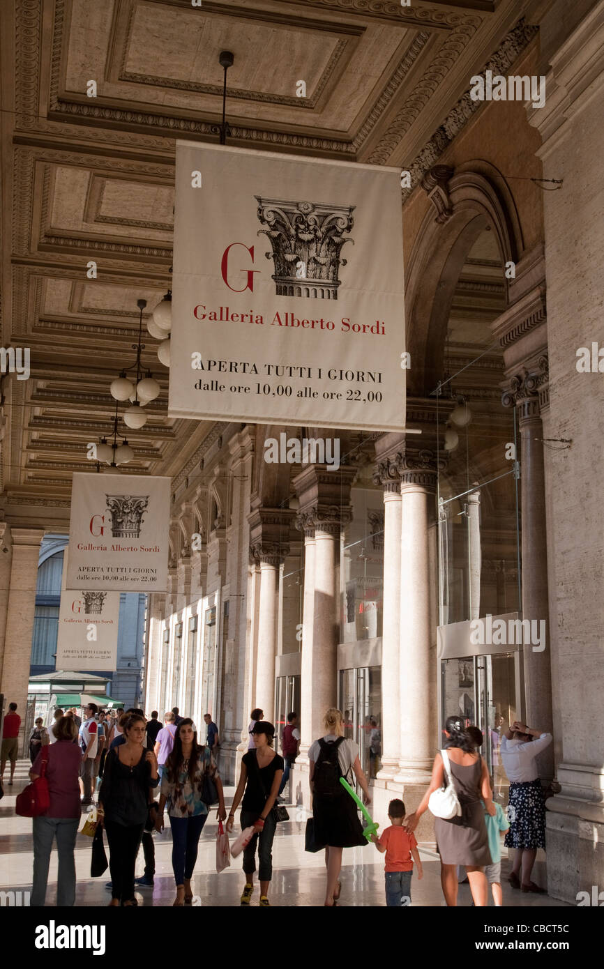 Entrance to the Galleria Alberto Sordi Shopping Gallery in Rome; Italy; Europe Stock Photo