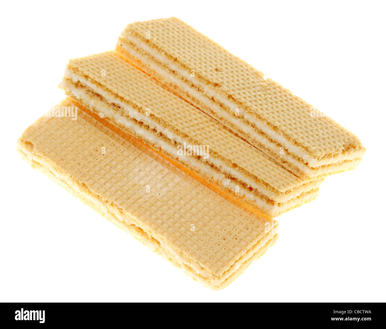 Crisp waffles isolated over white background Stock Photo