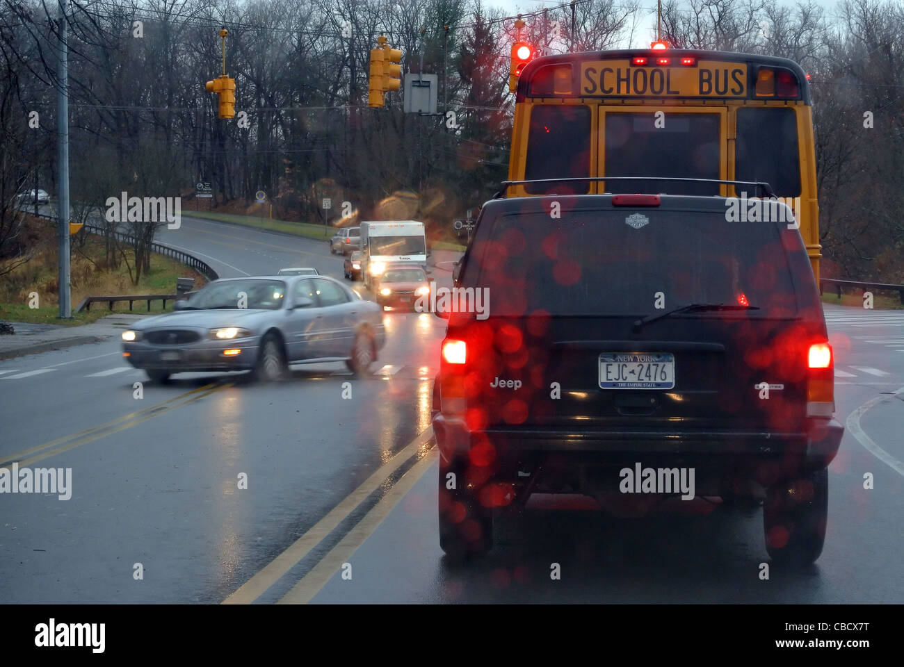 Bumper to bumper traffic on rainy day Stock Photo Alamy