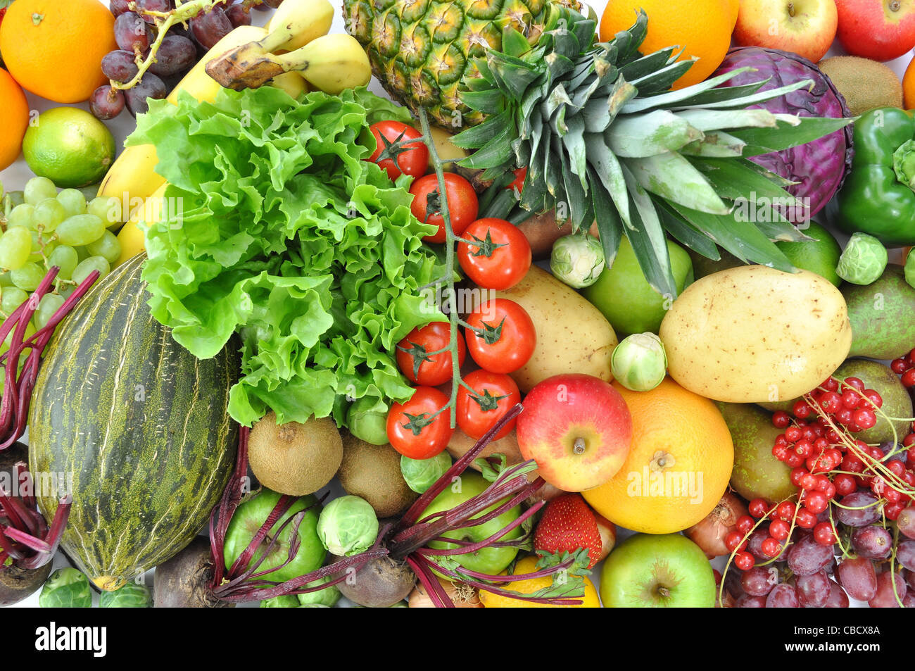 Array of ripe fruits and vegetables Stock Photo - Alamy