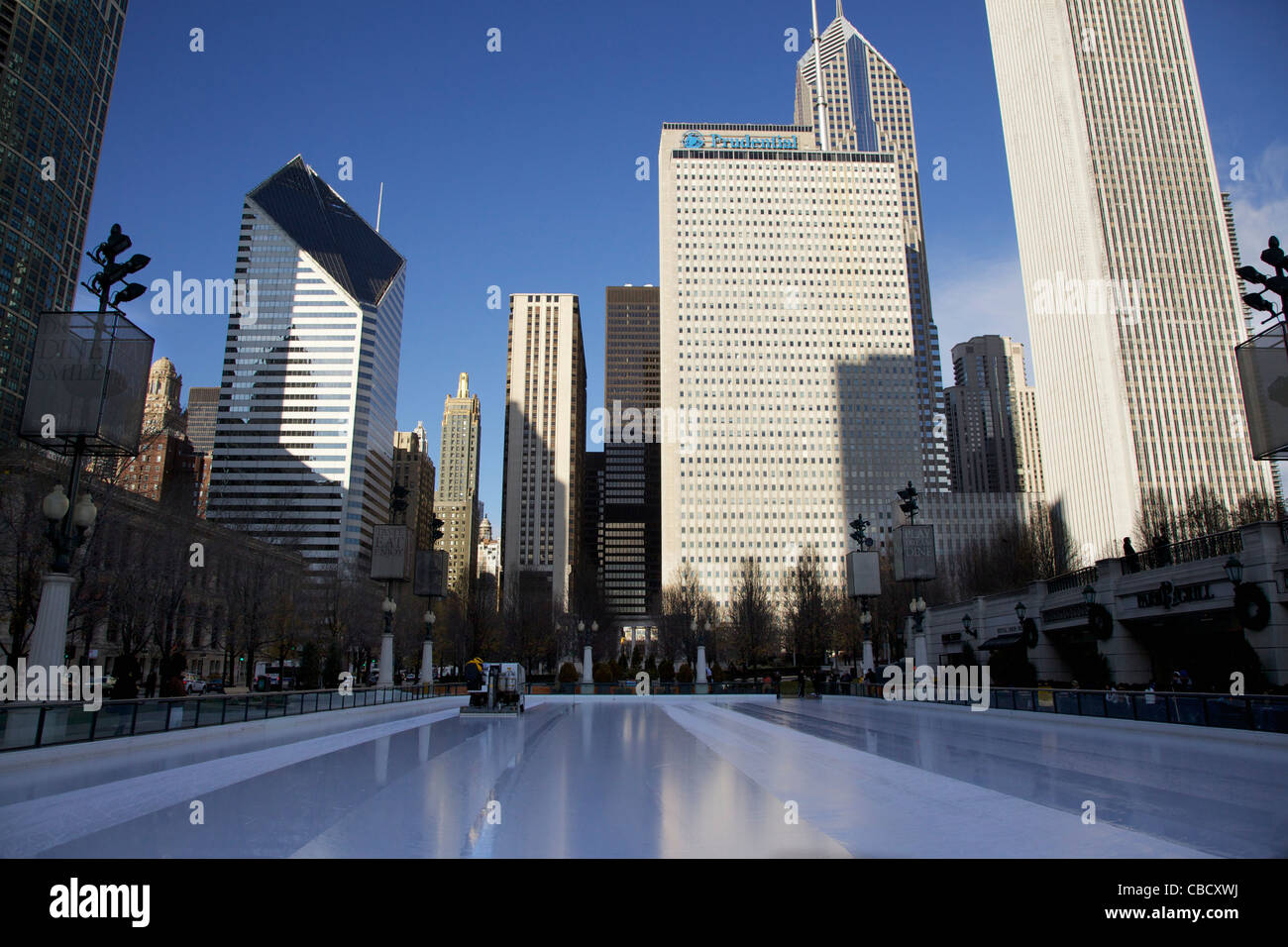 Millennium Park Ice Rink grooming machine Chicago Illinois Stock Photo
