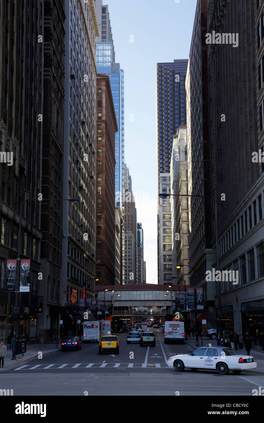 Madison Street viewed from Millennium Park Chicago Illinois Stock Photo