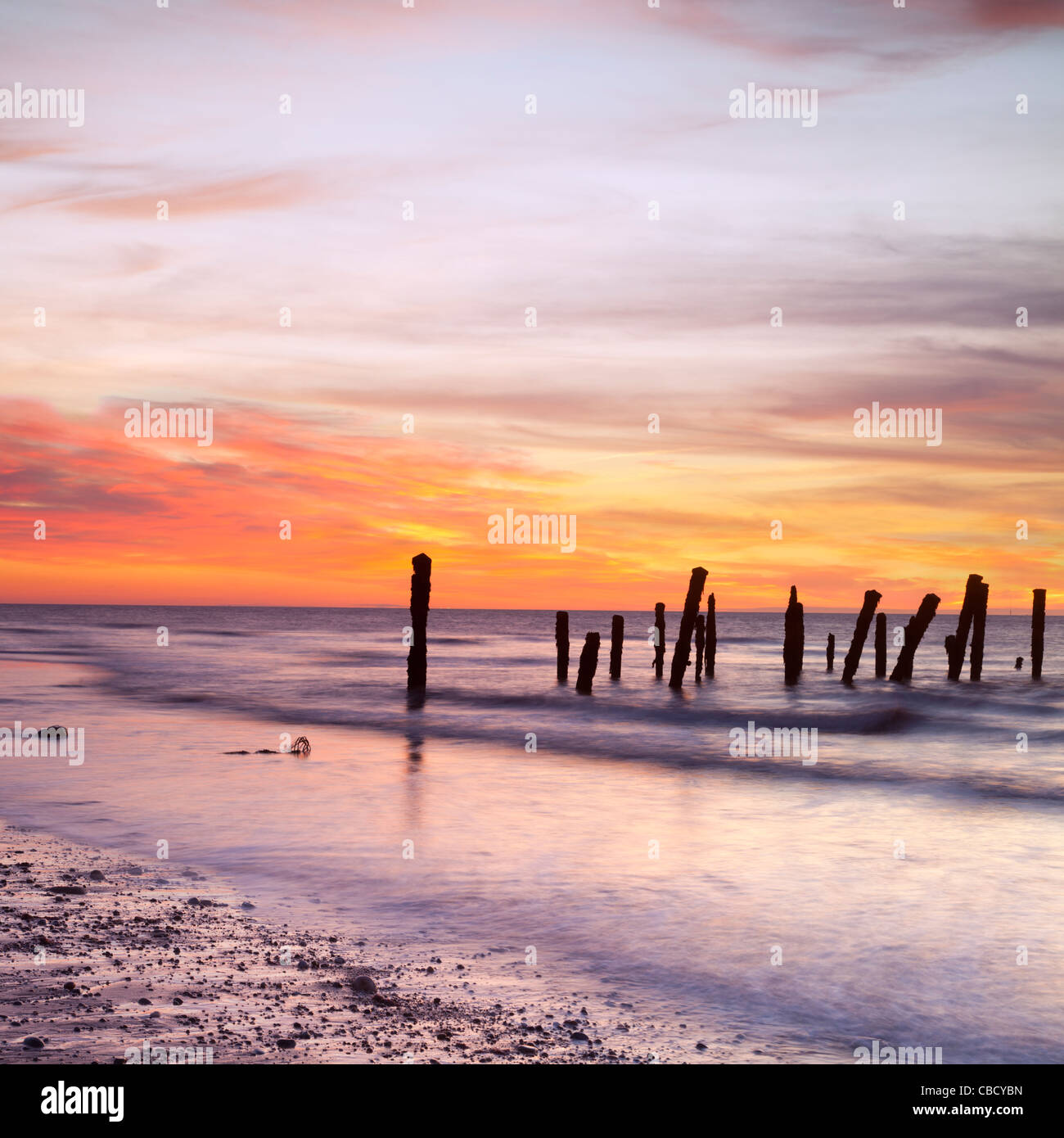 Coastal defences at Spurn Head Yorkshire England Stock Photo