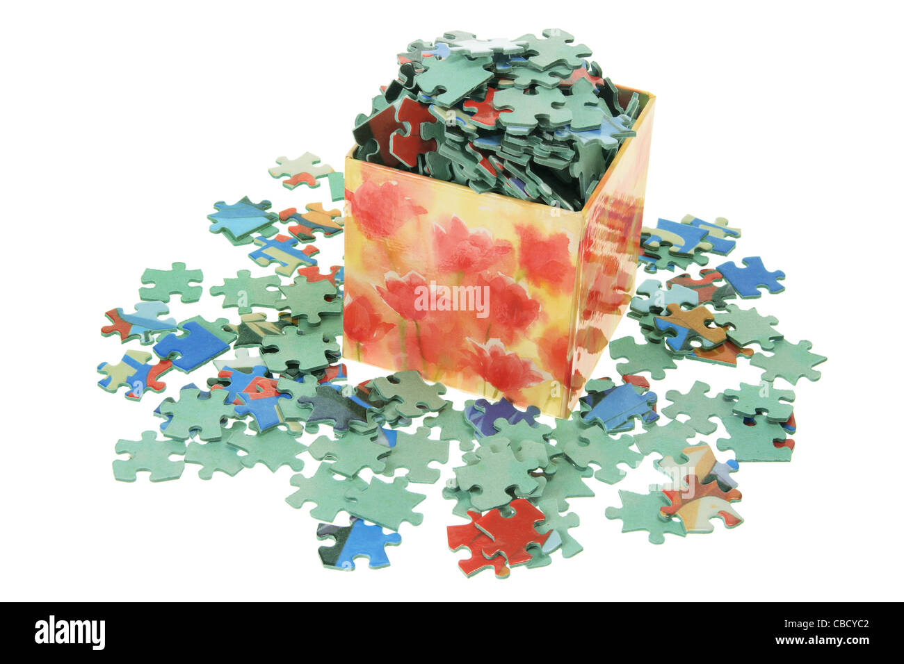 Jigsaw Puzzle Pieces In Box Stock Photo Alamy