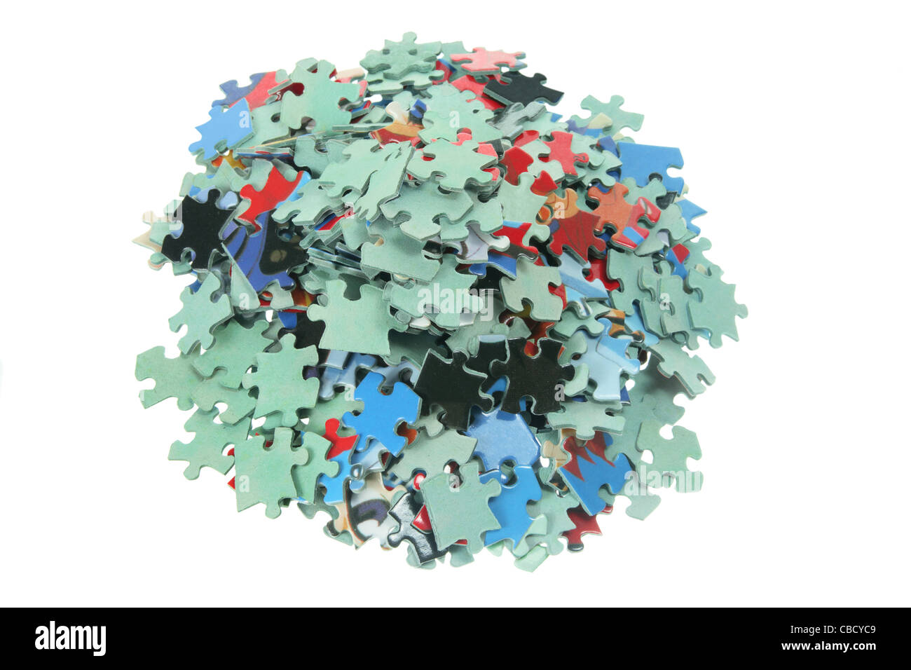 Pile of Jigsaw Puzzle Pieces Stock Photo