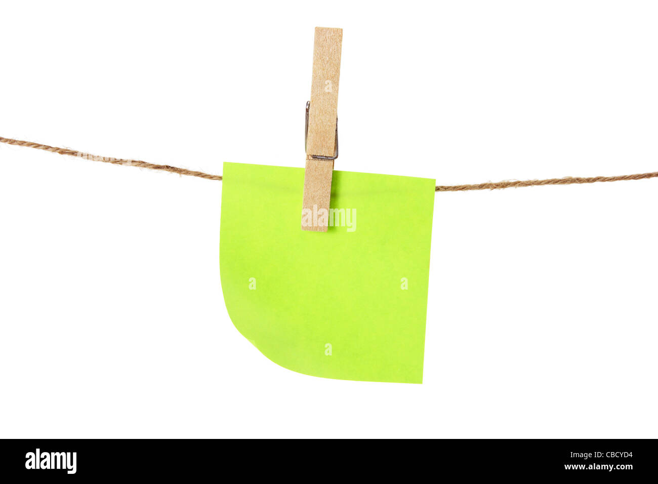 Adhesive Note Paper on Clothes Line Stock Photo