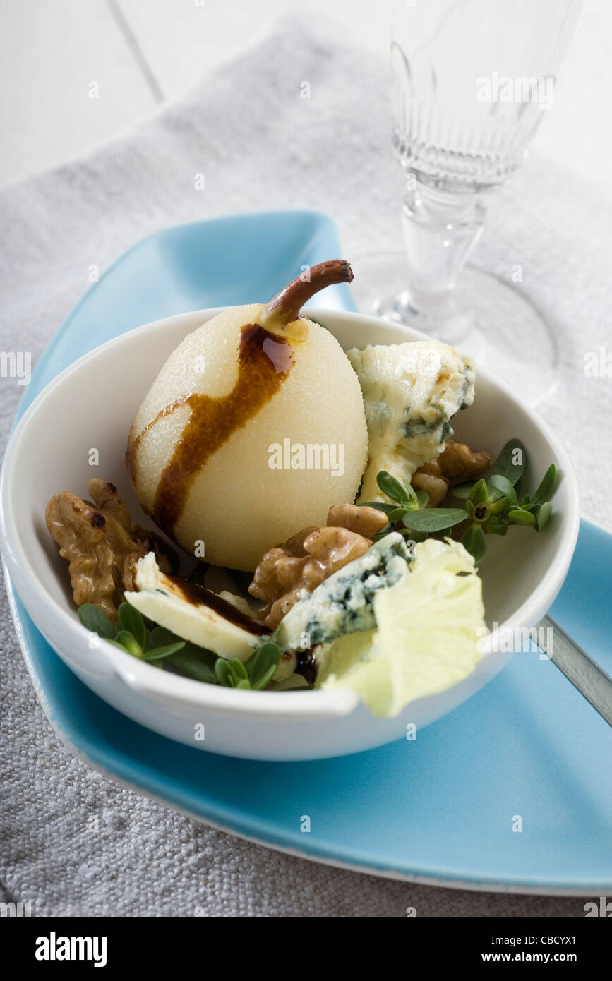 Sauteed pears with blue cheese Stock Photo Alamy
