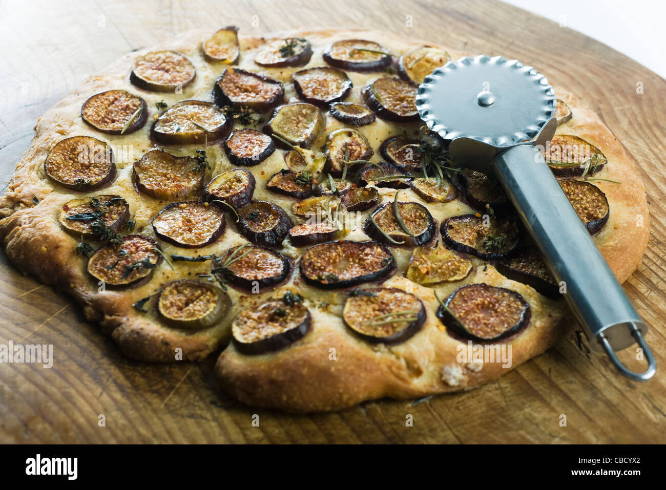 Fig flatbread pizza Stock Photo Alamy