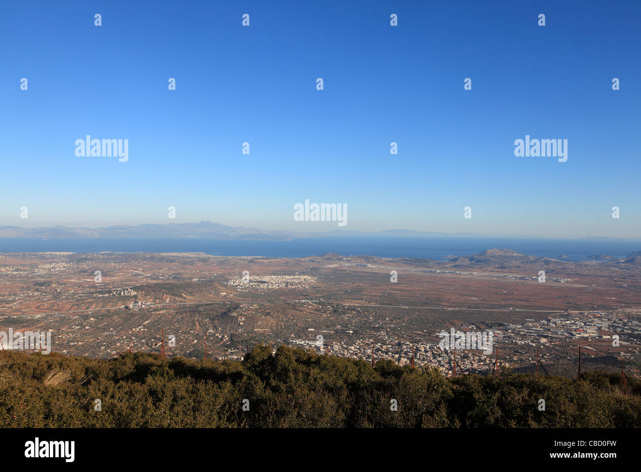 greece athens attica the view towards the airport from mount hymettus Stock Photo