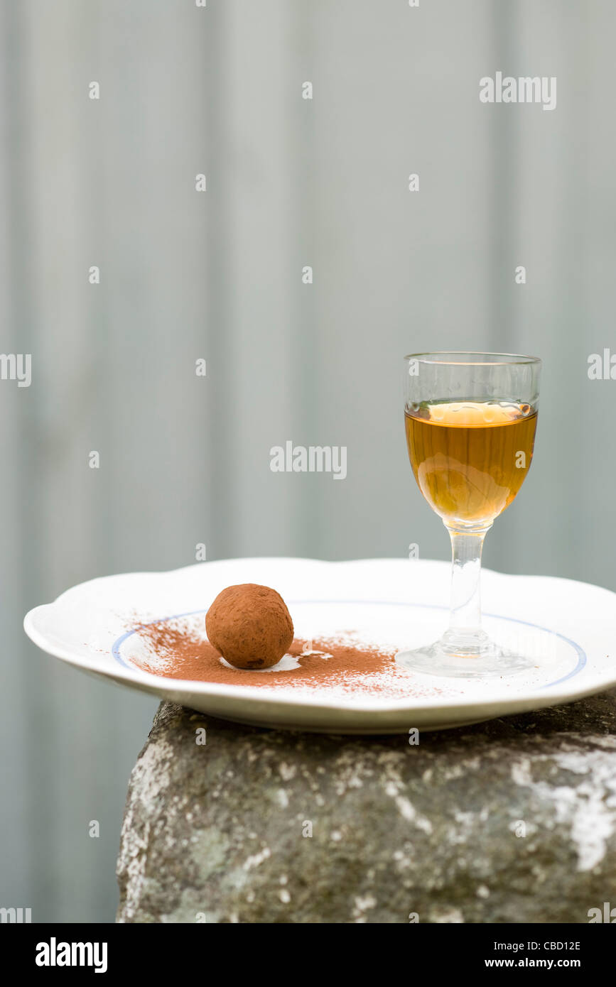 Chocolate truffle and liqueur Stock Photo Alamy