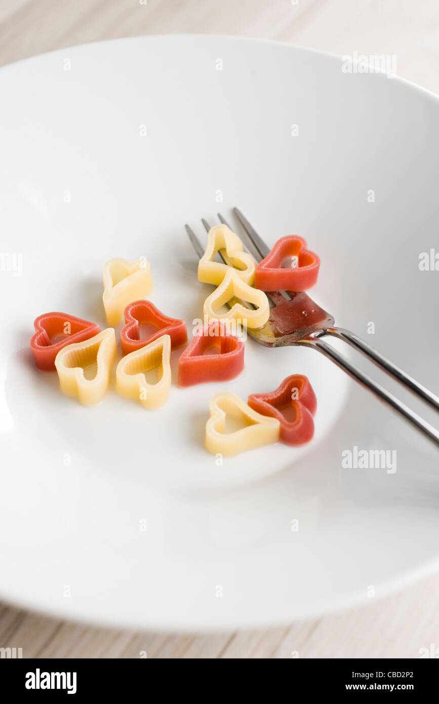 Heart shaped pasta Stock Photo