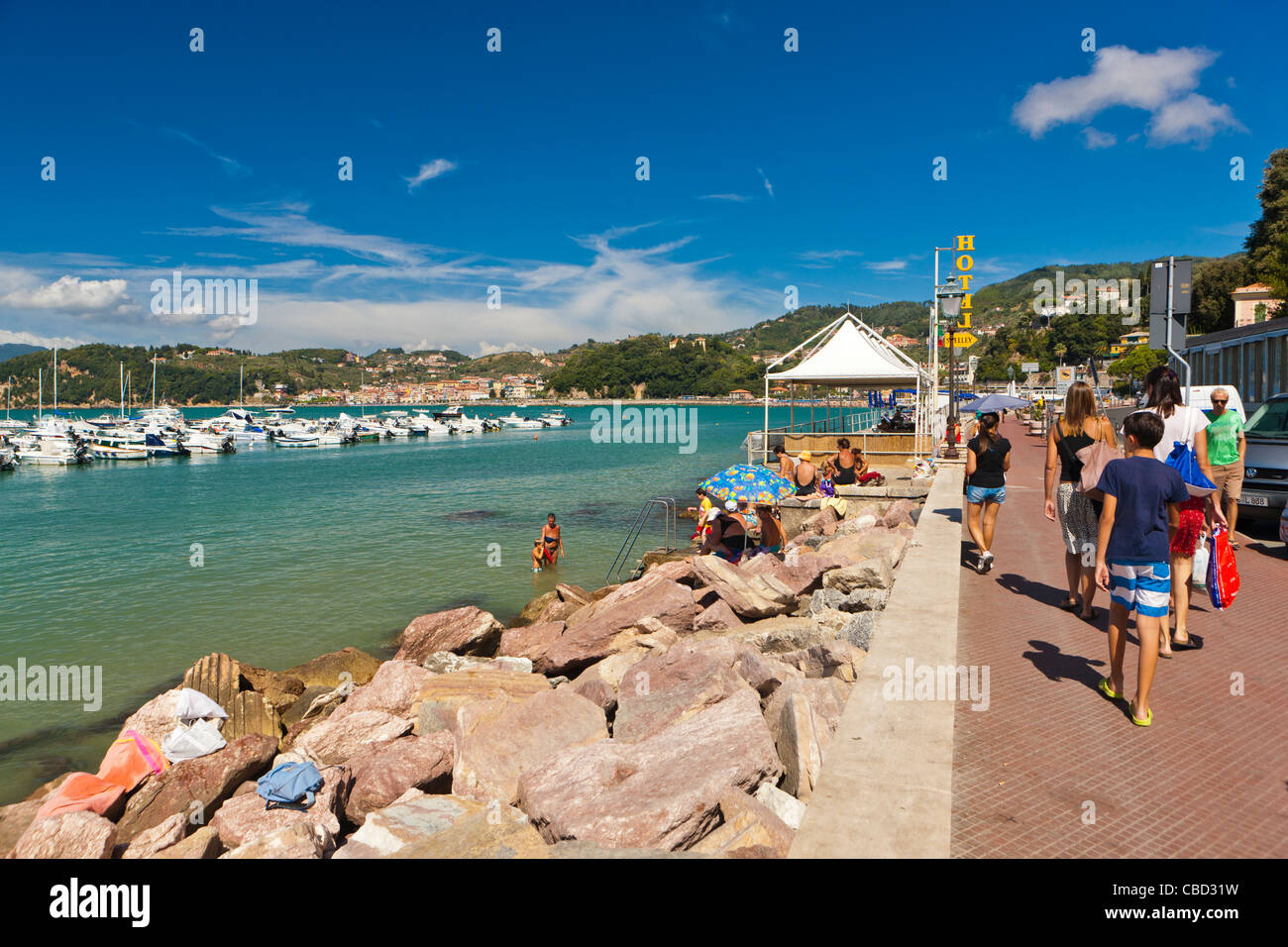 Harbour in Lerici, Province of La Spezia, Liguria, Italy, Europe Stock Photo