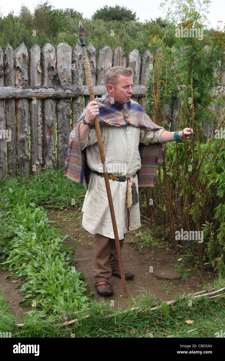 Celtic characters at the reconstruction of the Iron age dwelling at the