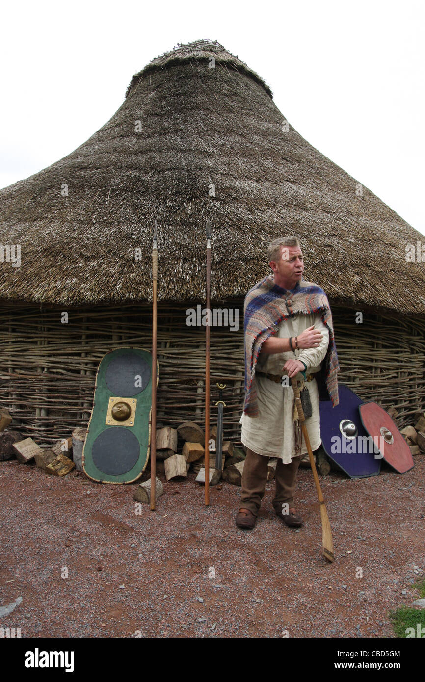 Celtic characters at the reconstruction of the Iron age dwelling at the