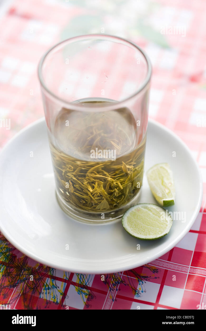 Tea with sliced lime Stock Photo Alamy