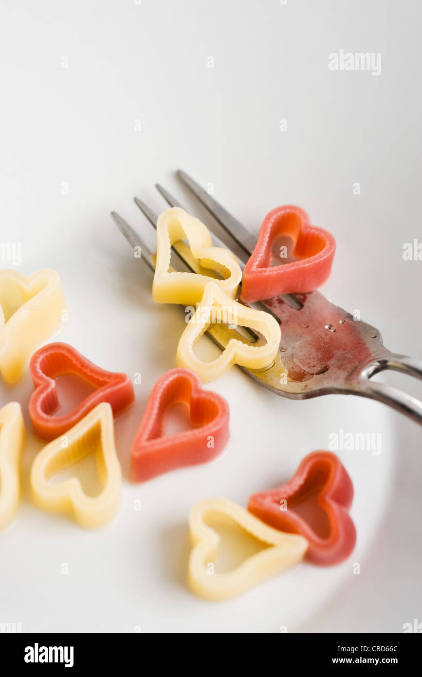 Heart shaped pasta Stock Photo