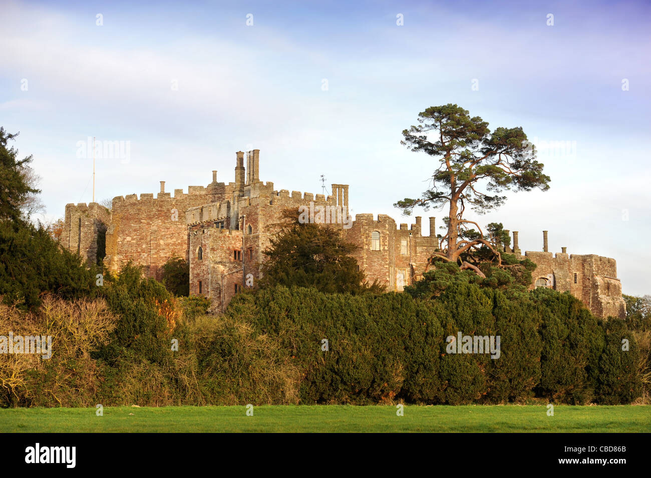 General views of Berkeley Castle from the meadow, Gloucestershire UK Stock Photo