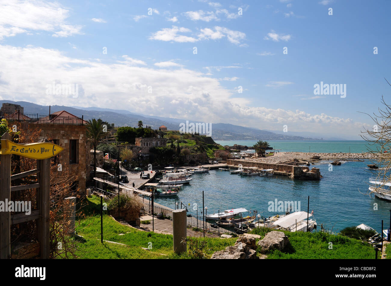 Beautiful Jbeil aka Byblos harbour, Lebanon, ancient Phoenician city dating from 3rd millennium BC Stock Photo