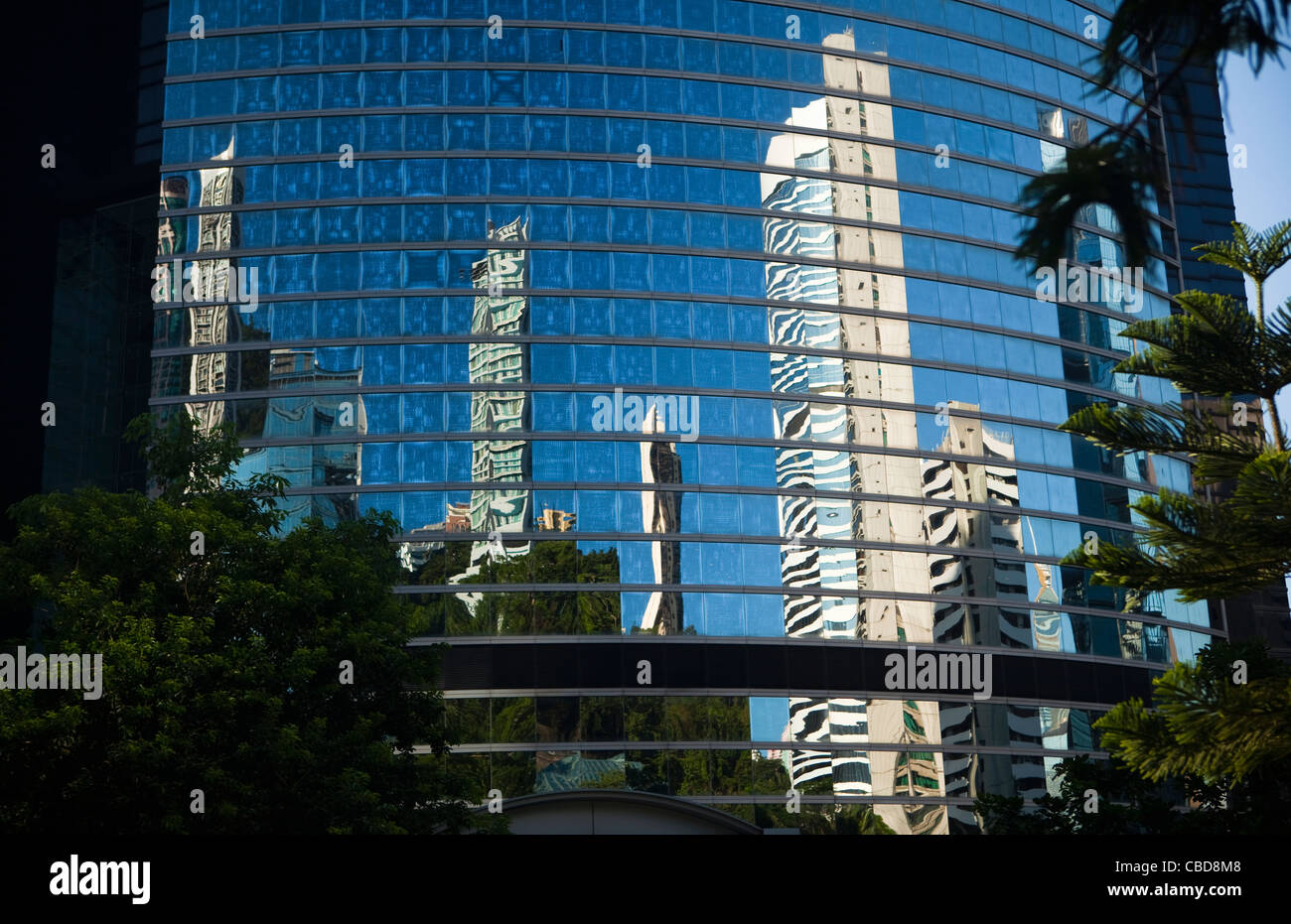 Reflection of the Financial District, Hong Kong, China Stock Photo